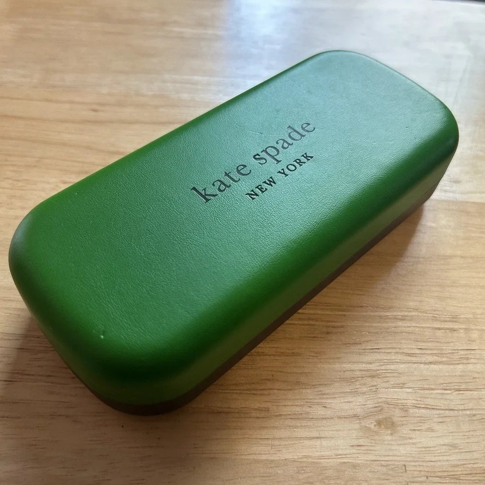 Kate Spade Glasses Case Green Black Hard Clamshell Sunglasses Eyeglass Eyewear